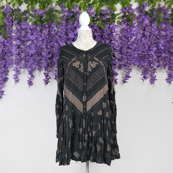 Free People Dresses & Skirts - Free People From Your Heart Printed Midnight Dress